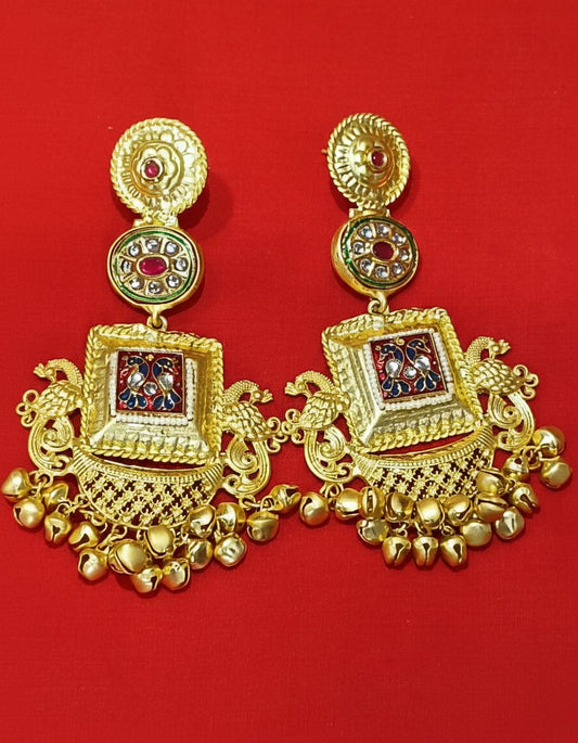 Royal Peacock Temple Jhumka Earrings