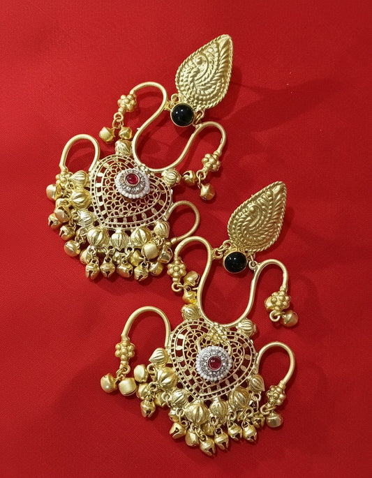 Rajwada Glow Gold-Tone Chandbali Earrings