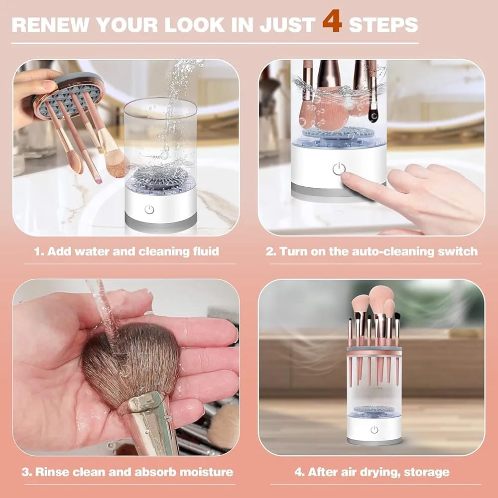 Electric Makeup Brush Cleaner & Dryer - Feat, Deep Cleaning Device For All Brush Types