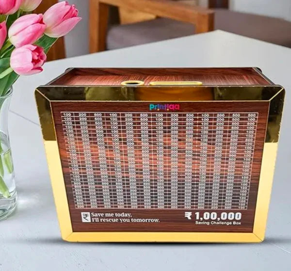 Wooden Piggy Bank For 1 Lakh Money Saving