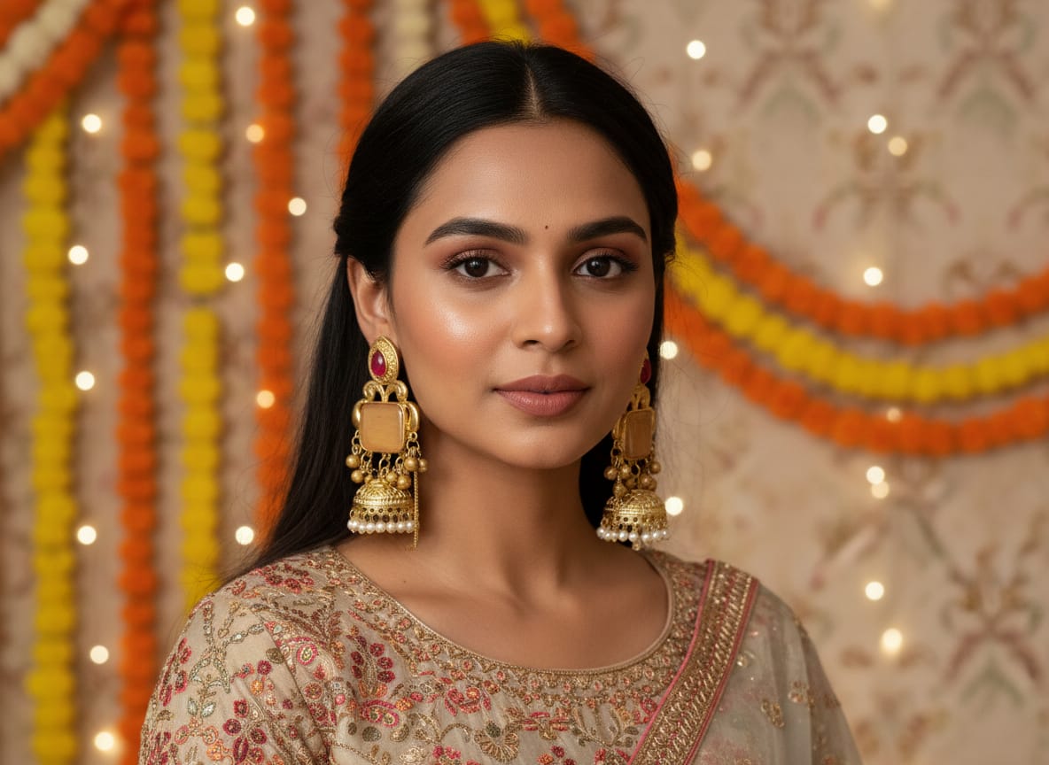 Royal Noor Jhumki Chandbali Earrings