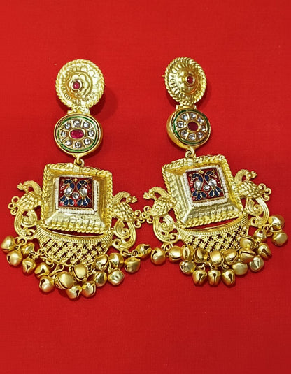Royal Peacock Temple Jhumka Earrings