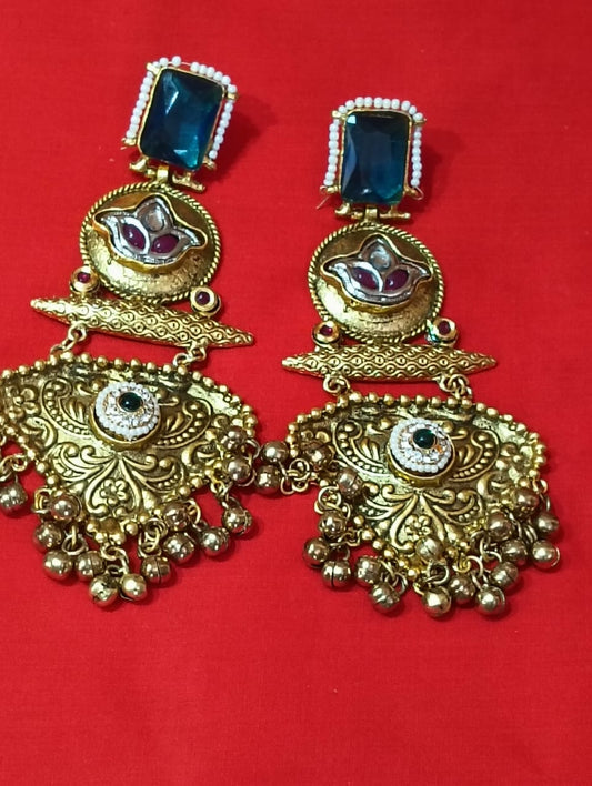 Royal Emerald Chandbali Drop Earrings