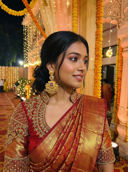 Royal Peacock Temple Jhumka Earrings