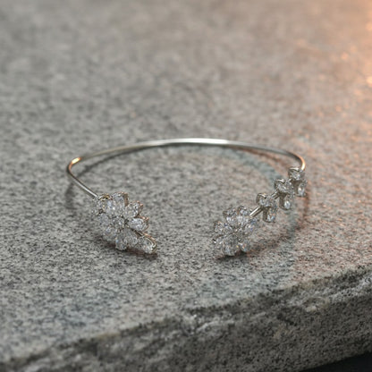 Crystal Bloom Floral Palm Cuff Bracelet