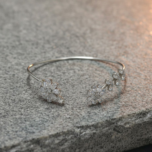 Crystal Bloom Floral Palm Cuff Bracelet