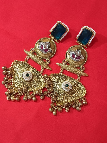 Royal Emerald Chandbali Drop Earrings