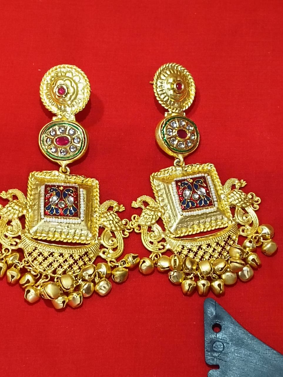 Royal Peacock Temple Jhumka Earrings