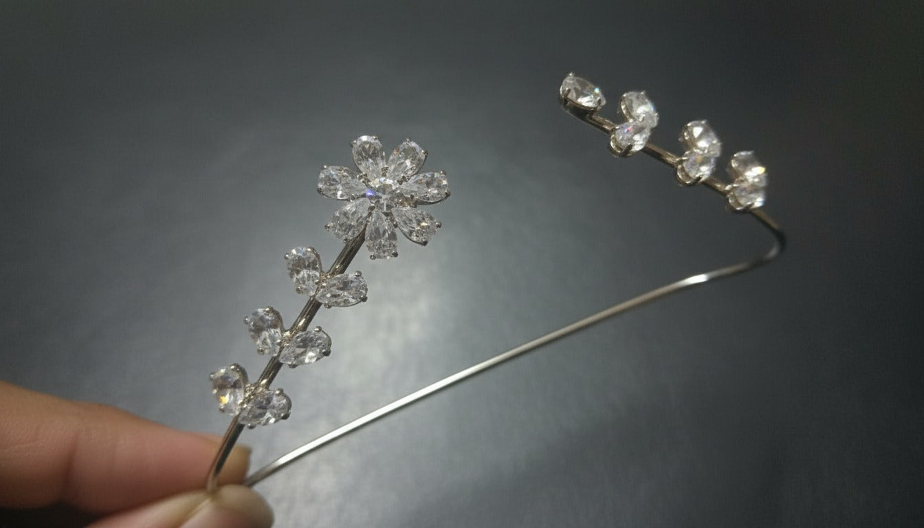 Crystal Bloom Floral Palm Cuff Bracelet