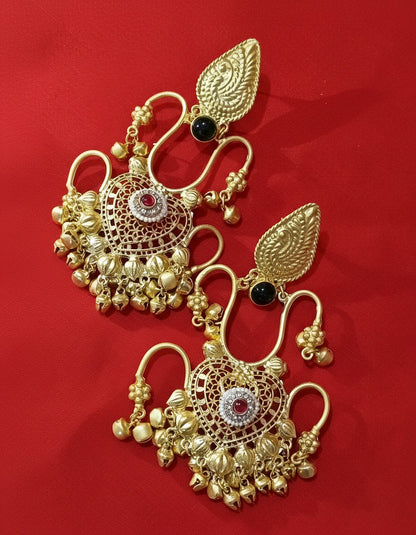 Rajwada Glow Gold-Tone Chandbali Earrings