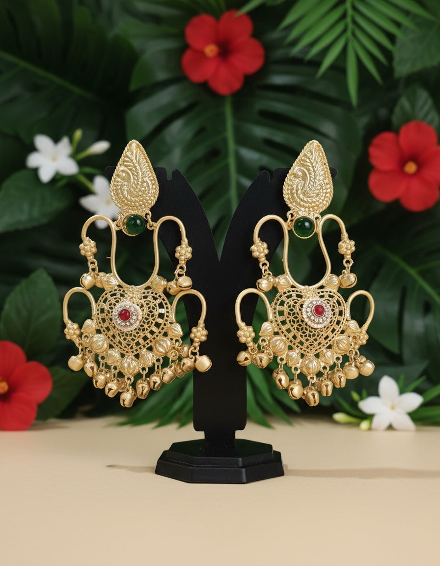 Rajwada Glow Gold-Tone Chandbali Earrings