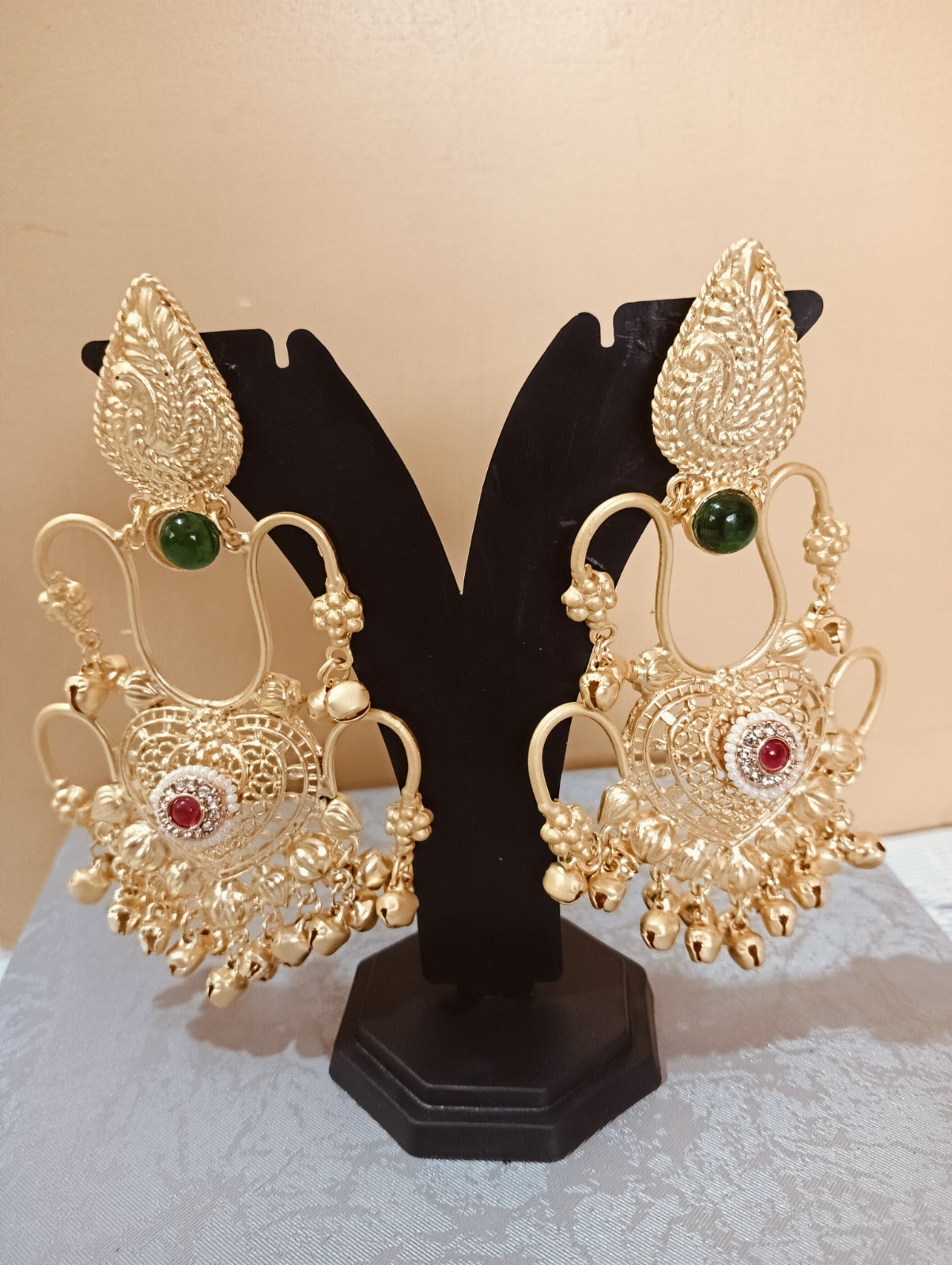 Rajwada Glow Gold-Tone Chandbali Earrings