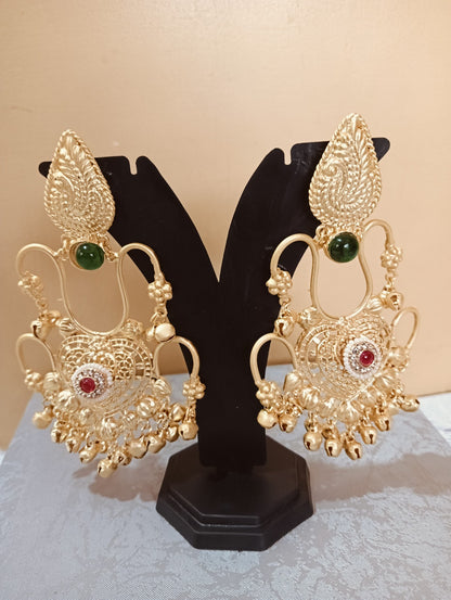 Rajwada Glow Gold-Tone Chandbali Earrings