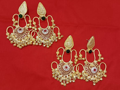 Rajwada Glow Gold-Tone Chandbali Earrings