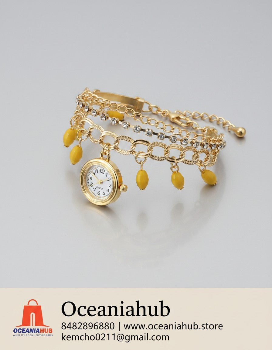 Golden Charm Luxe Bracelet Watch for Women