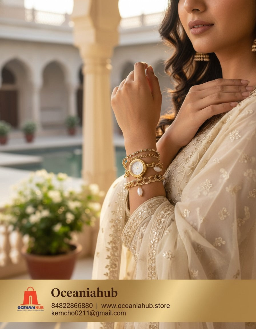 Golden Charm Luxe Bracelet Watch for Women