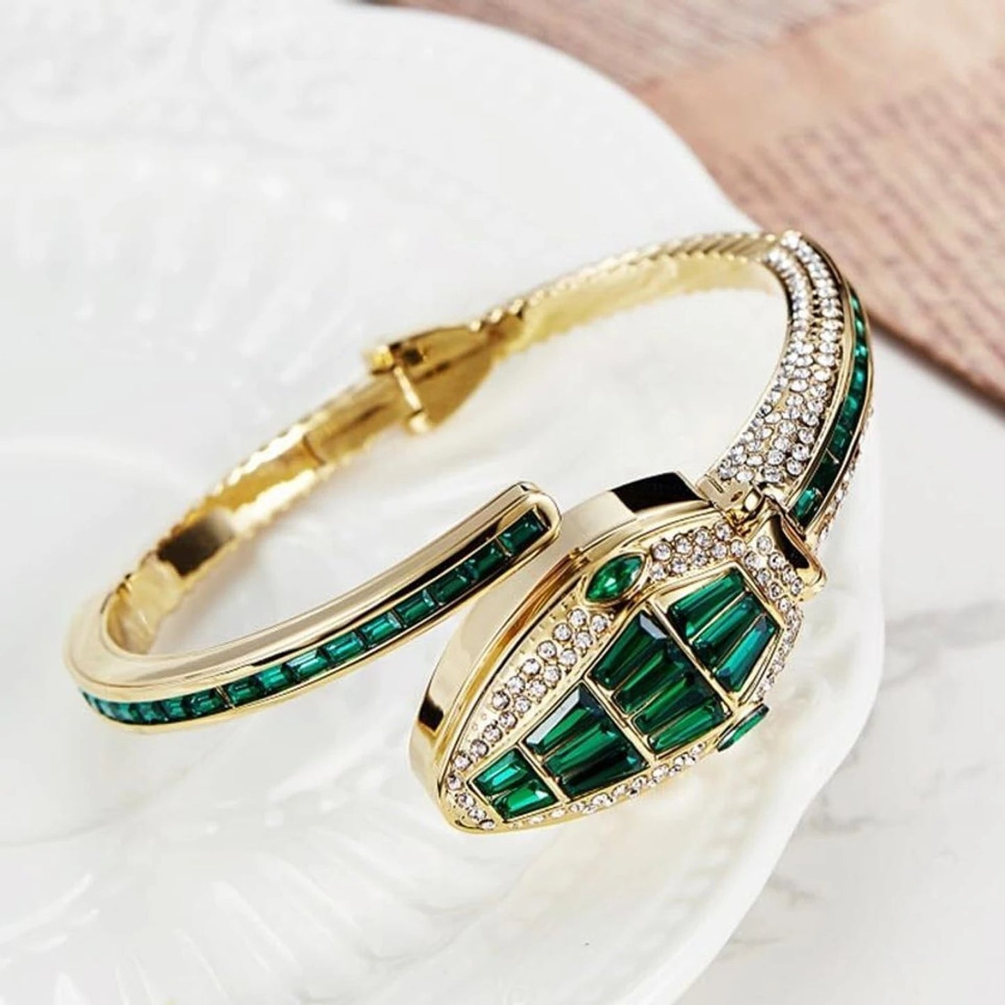 Royal Green Crystal Cuff Bracelet
