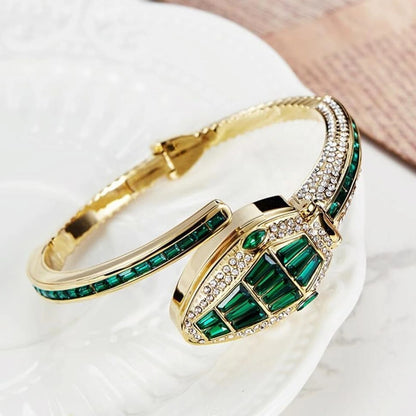 Royal Green Crystal Cuff Bracelet