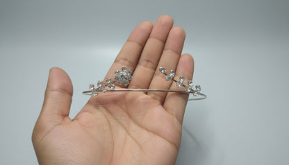Crystal Bloom Floral Palm Cuff Bracelet