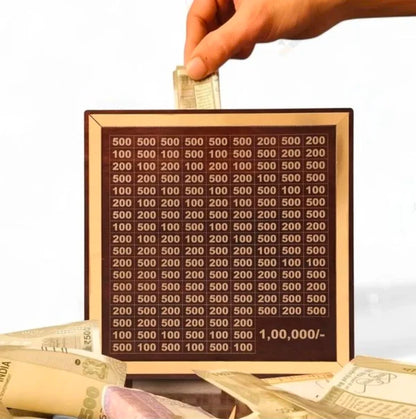 Wooden Piggy Bank For 1 Lakh Money Saving